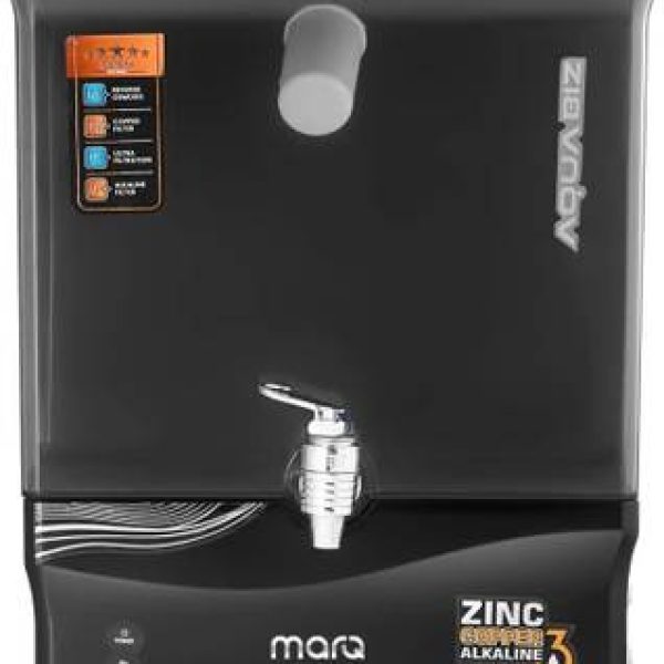 MarQ by Flipkart AQUA BIZ BLACK TPT 12 L RO + UV + UF + TDS + ALK + Copper Water Purifier with Pre filter and BIS Certified (White)