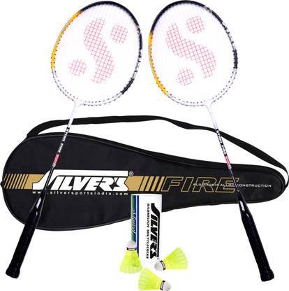 Silver's FIRE Badminton Combo- 2 Rackets with Shuttle Pack of 3 Badminton Kit (NA)