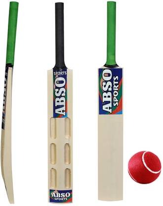 abso Wooden Cricket Bat and Ball with 6 SCOOP Design - Size 1 ("Ages 3-4 years)" Cricket Kit